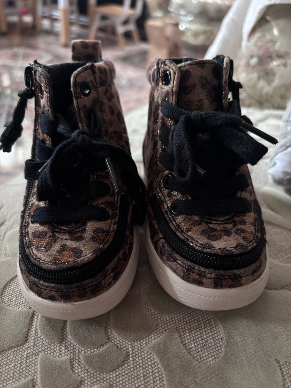 Leopard Print High-Top Kids Sneakers in Brown